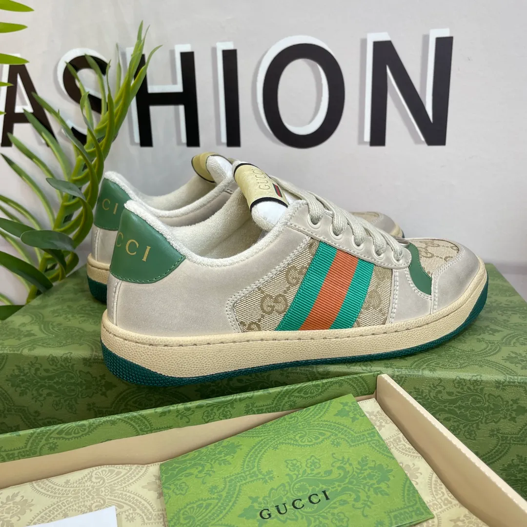 👟👟Ex-factory price 480🌈🌈 Women's shoes Women's clothing Gucc*——Newly upgraded G family couple's retro sneakers 👫 2022 early spring new style... GG series old dirty shoes catwalk style ⚠️⚠️ The original development and purchase level version, the details are perfectly restored, metal double G crystal cylindrical logo... Gucci original pattern webbing... Upper: polished cowhide/embroidered double G cloth Inner lining: original delicate and soft terry cloth, Foot pad: privately modeled original TPU outsole Packaging: matching packaging Shoe size: 35-40